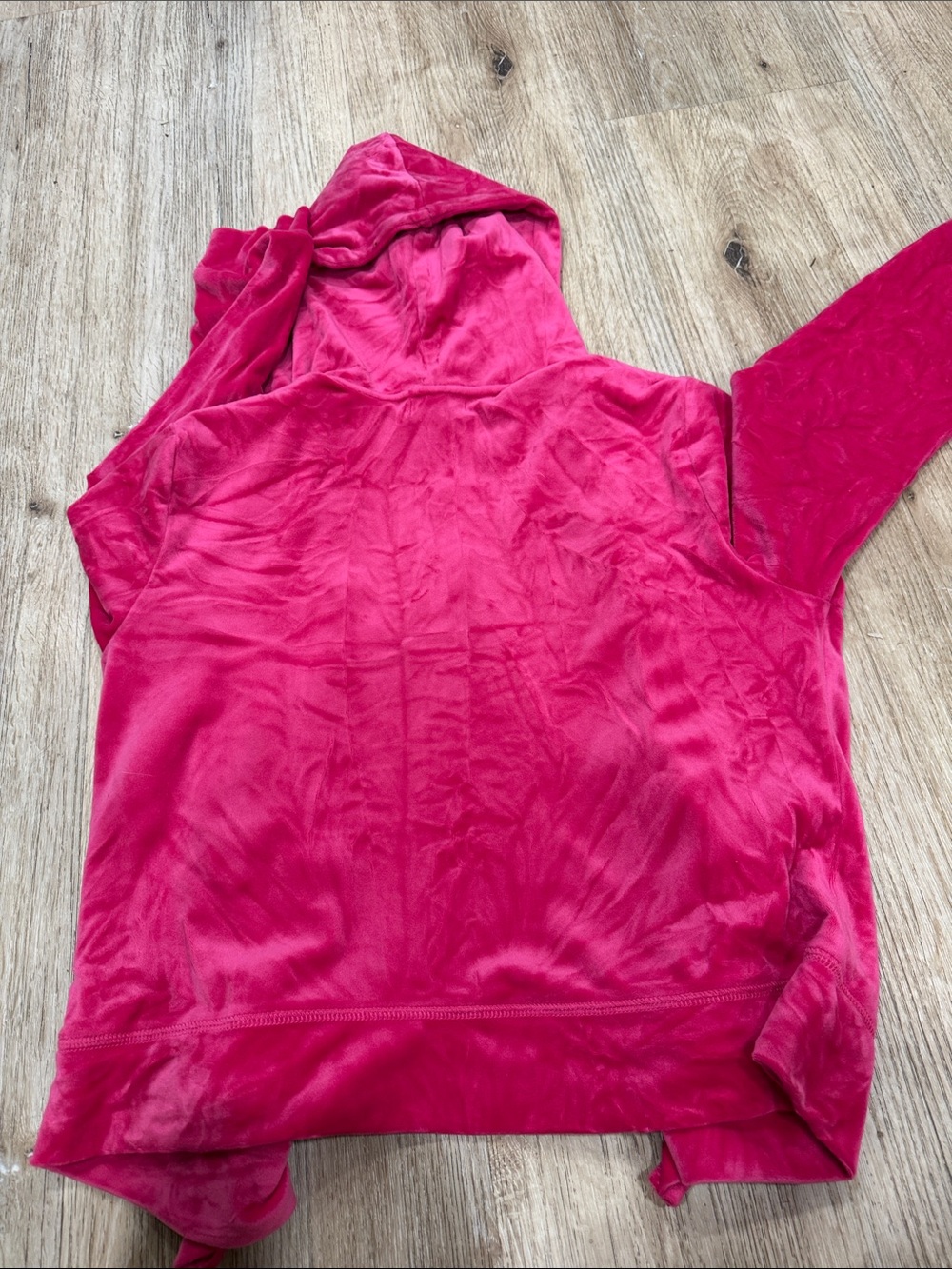 Y2K Juicy Women's Pink Velour Zip Hoodie & Wide-Leg Pants Set - Picture 8 of 9